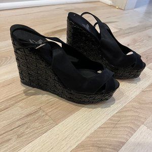 Castaner Black Criss Cross Sling Back Wedge excellent condition